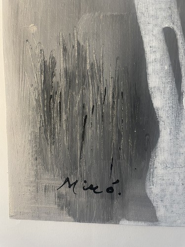 Miro Joan Painting on Canvas Art Grey White Spain Abstract Original Artist A70 - Picture 4 of 10