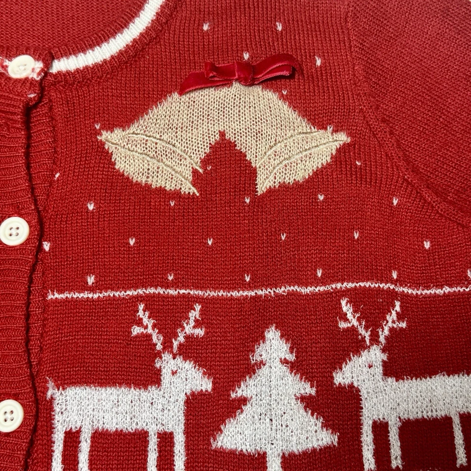 De Colección Erika Bordado Navidad Cárdigan Feo Suéter Santa Navidad Talla M Foto 4 de 4