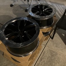 SATIN MATTE BLACK Tesla Motors Model S Plaid Arachnid Staggered Wheels 21" OEM