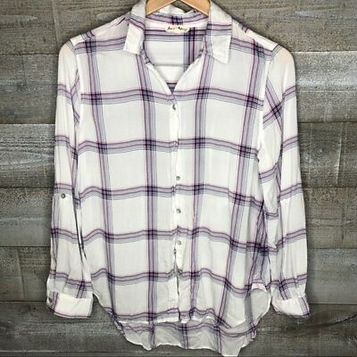 Jane and Delancy medium 100% rayon lightweight button up plaid shirt | eBay