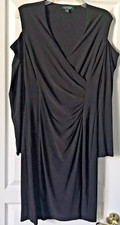 Ralph Lauren Black Evening Dress Open Shoulder Long Sleeves size 10