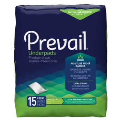 Underpad Prevail 23'' X 36'' Disposable Fluff Absorbency 15 ct Large Extra Strong