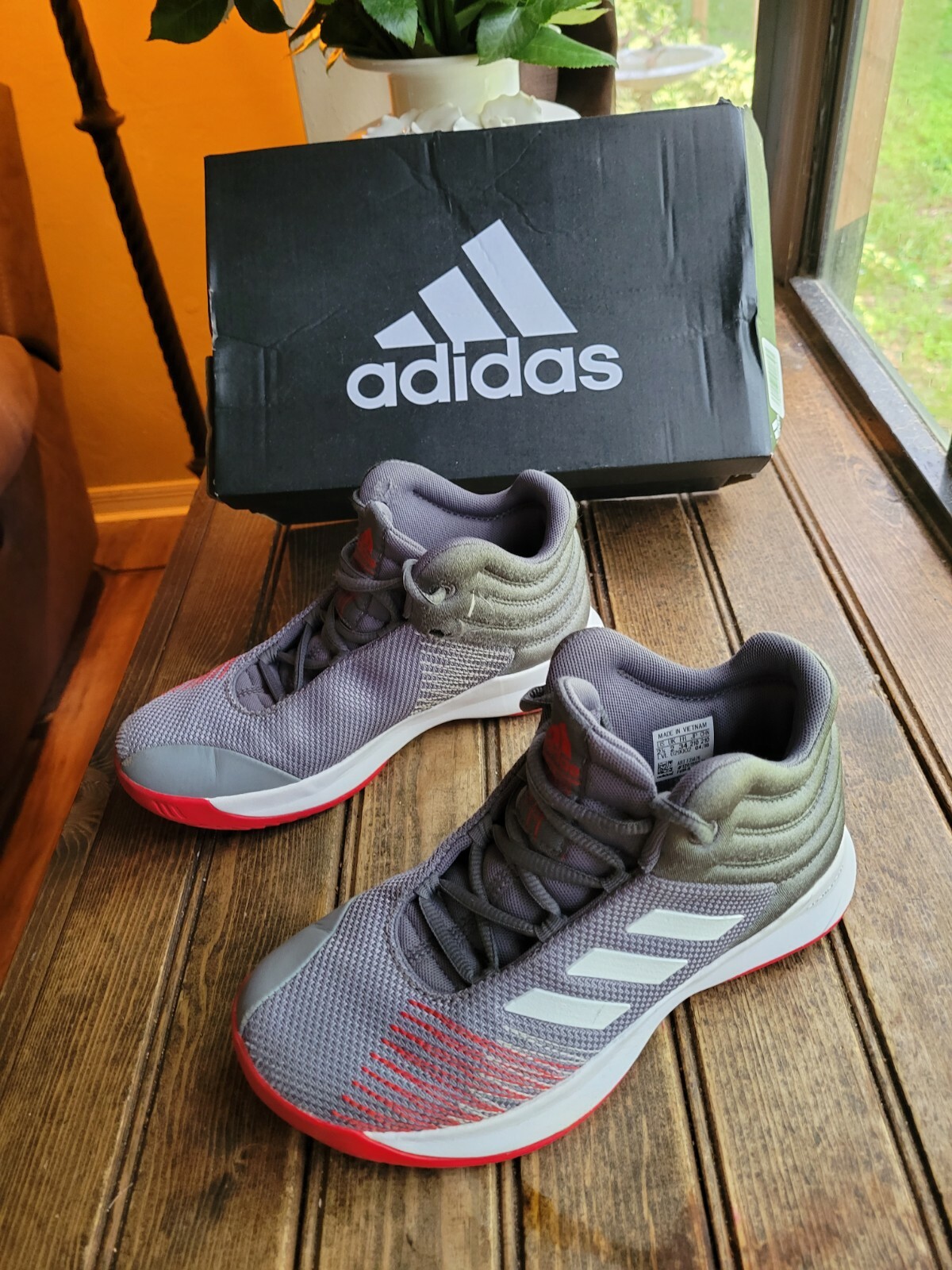 Adidas Pro Spark 2018 Basketball Shoes Kids Boys 2.5 K Wide Gray/Red F35676  Used | Ebay