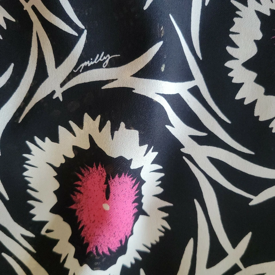 Шелковый двойной Georgette от Milly - черный с белый/розовый цветы (также в белом!) - Изображение 2 из 4