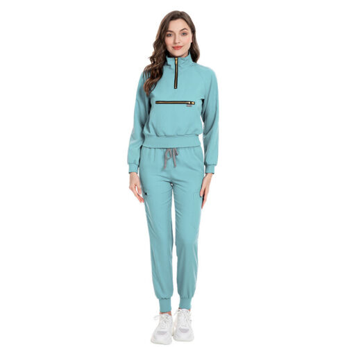 Stretch Women Scrub Set Medical Nurse Scrub Uniform Long Sleeve Jogger Workware - Picture 24 of 76