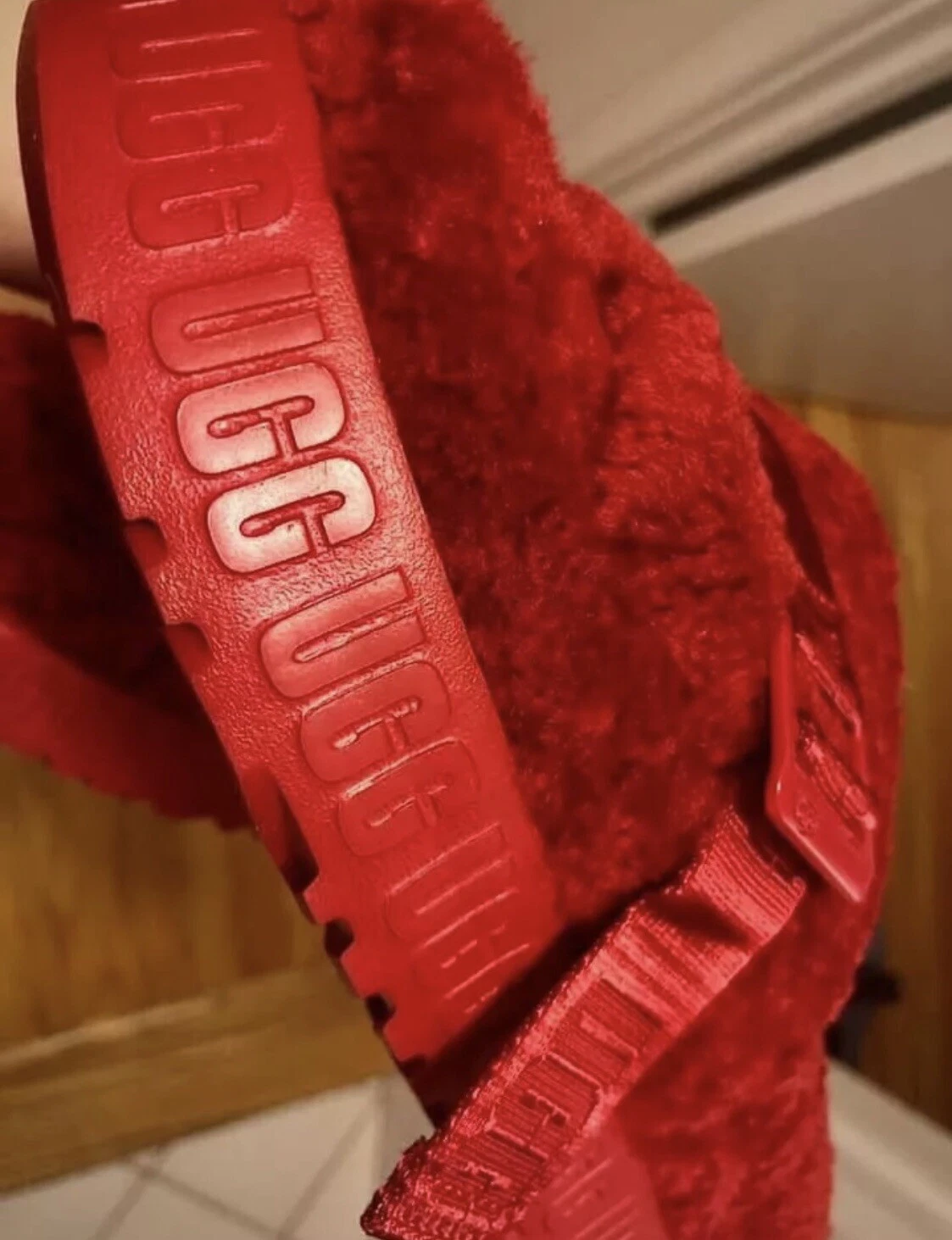 Nuove ciabatte UGG morbide Fluffita slide scarpe donna sandalo rosso rubino