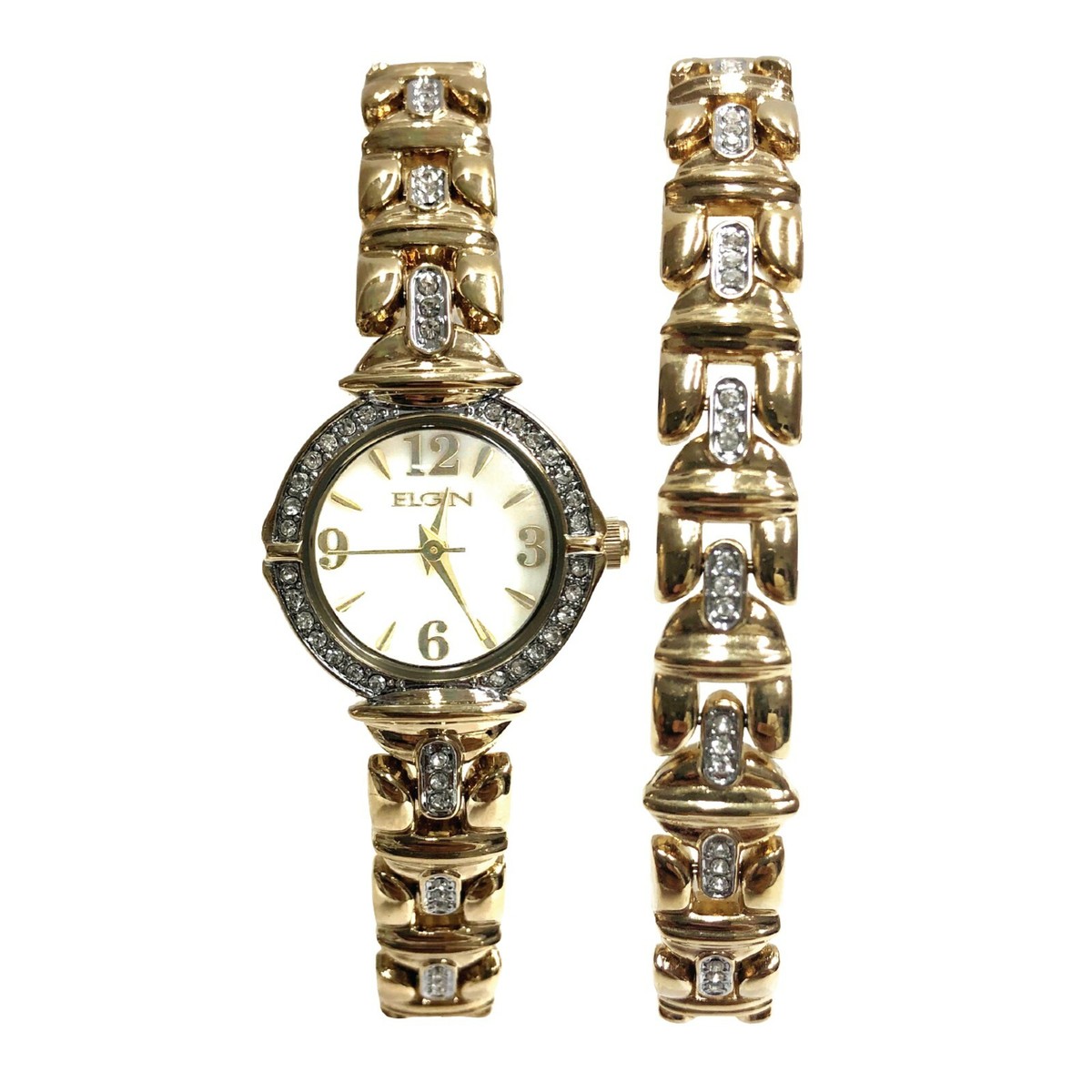NIB  Elgin Watch & Bracelet Set EG17011ST (Needs Battery) Elgin Brass Case Women Wristwatches | eBay main image 2