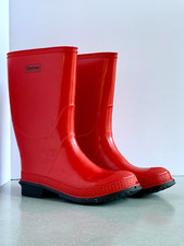 LaCrosse Red Black Tall Rubber Mud Rain Work Muck Boots - Size 4 -Made in USA