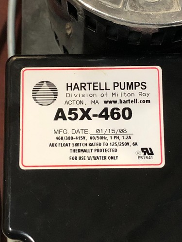 Hartell Pumps Condensate Pump #A5X-460 - Picture 2 of 4