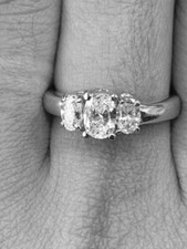 3.16 Ct Oval Cut Diamond Simulated Three Stone Ring Gift 925 Sterling Silver