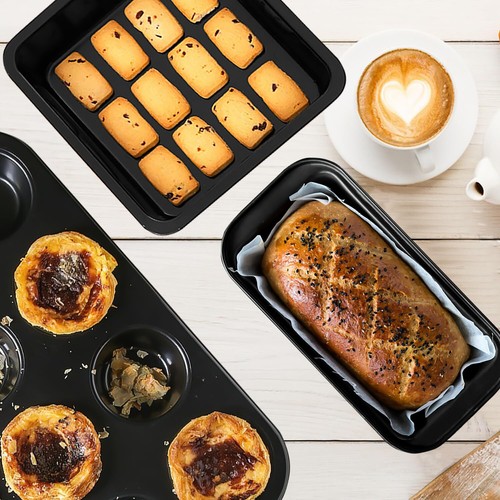 Baking Pans Set 5-Piece Nonstick Bakeware Set with Round/Square Cake Pan Muff... - Picture 5 of 7