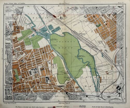 1907 Hackney Homerton Clapton Leyton Antique London Street Plan By George Philip - Picture 1 of 3