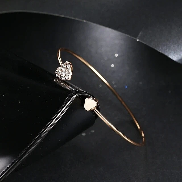 VALENTINO Bracciale oro per bambina braccialetto cuore strass bengala regolabile