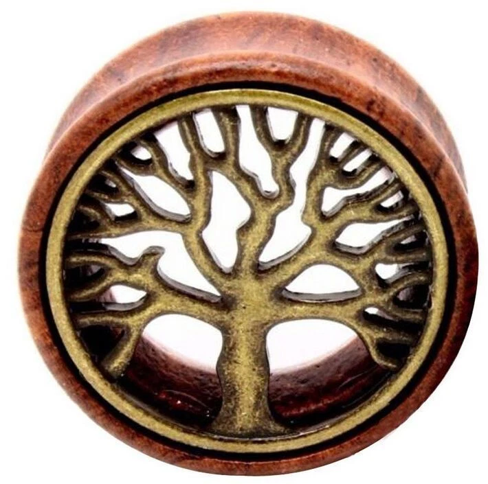 Tapón para los oídos Tree of Life - Expansores de madera piercing túneles de carne estirador oreja 1 par Foto 4 de 4