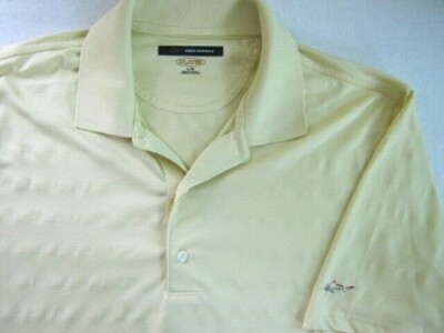 GREG NORMAN Large Light Yellow Polo Shirt Golf Tee Short Sleeve Poly Play Dry
