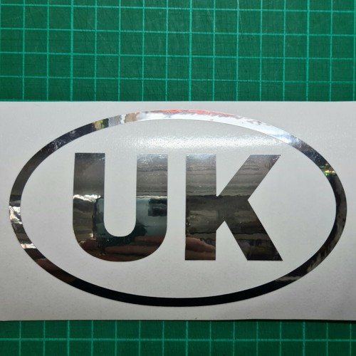 UK Car Sticker Chrome Silver Oval Self-Adhesive Vinyl Decal Car - 180mm wide - Picture 4 of 5