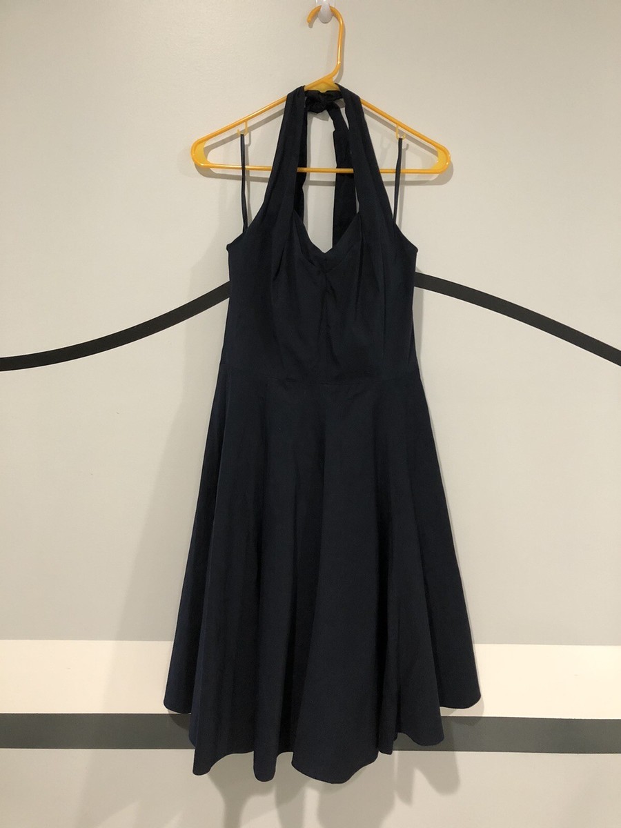 M 8 Ann Taylor Navy Halter Full Swing Dress | eBay