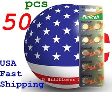 50 pcs AG10 LR1130 389A LR54 G10 Card 1.5V 0 Hg Alkaline Battery