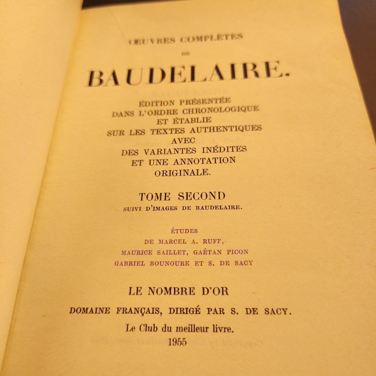 RARE BAUDELAIRE OEUVRES COMPLETES, PARTIE 2 -1955 LEATHER BOOK
