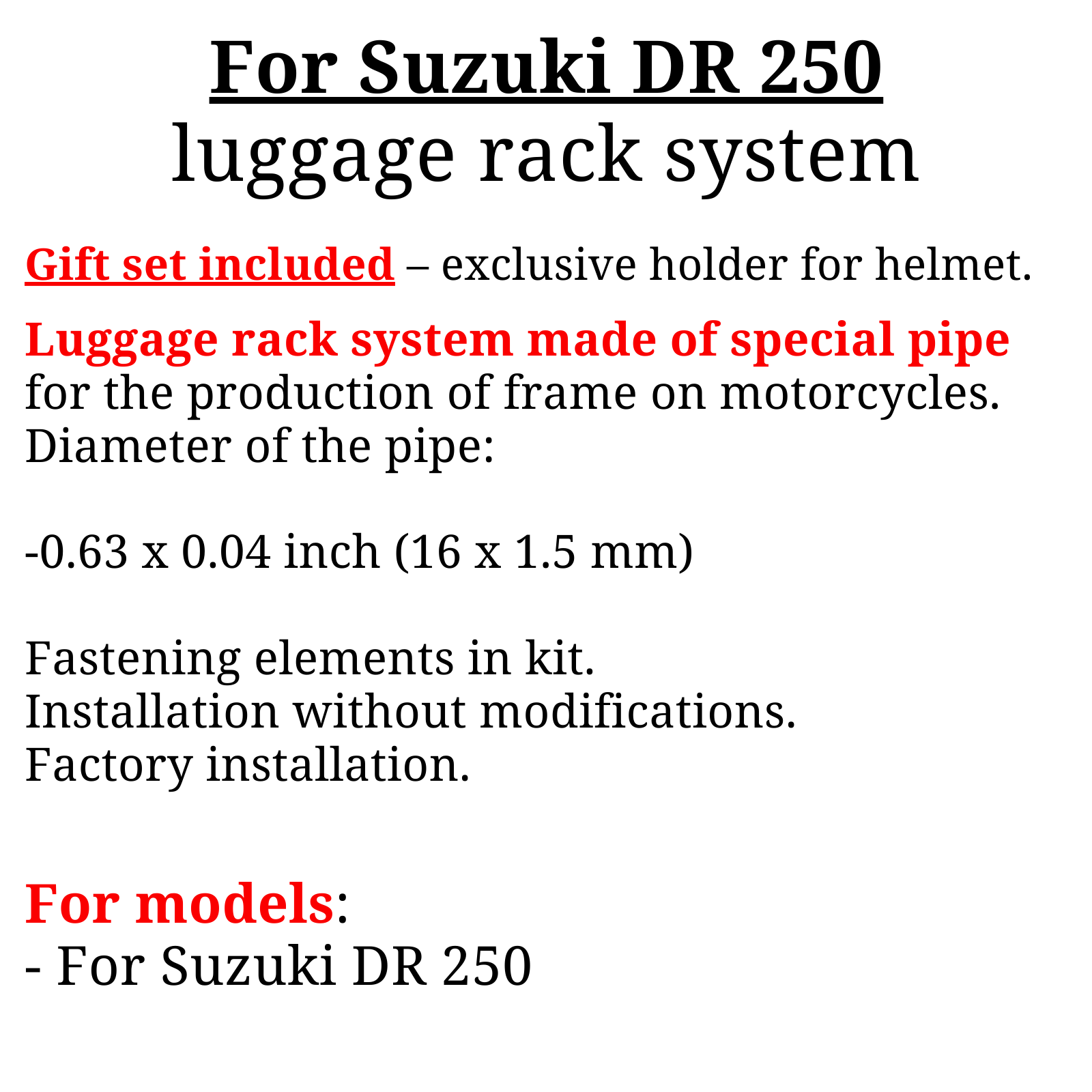 适用于铃木dr250 机架式行李系统铃木Dr 250 侧载体monokey，奖金| eBay