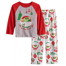 STAR WARS TODDLER CHRISTMAS MANDALORIAN PJS - PAJAMA SET SZ 4 - 100  AUTHENTIC
