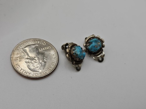 Vtg Native American Turquoise Cuff Sterling Silver Bracelet & Earrings Zuni AA - Picture 5 of 6