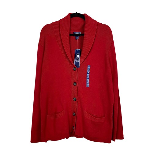 Chaps Cardigan Sweater Shawl Collar Red 