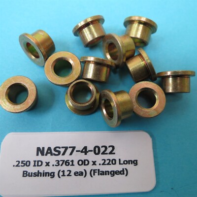 .250 ID x .3761 OD .100 Aircraft NAS77-4-022 Flanged Bronze Bushings ...