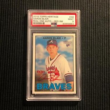 2016 TOPPS HERITAGE AARON BLAIR *REAL ONE RED AUTO #52/67 PSA 9 MINT*  BRAVES