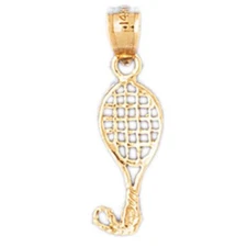 Tennis Racket Charm Pendant 14k Gold (1 Gram)