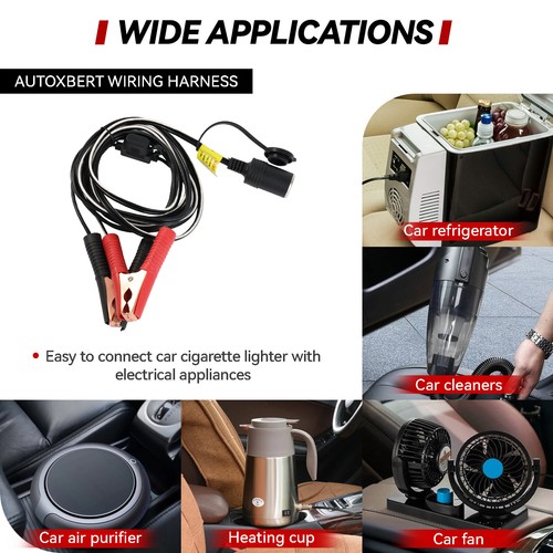 Cigarette Lighter Cord Cable Battery Alligator Extension Clip Clamp 10ft 12V-24V - Picture 2 of 11