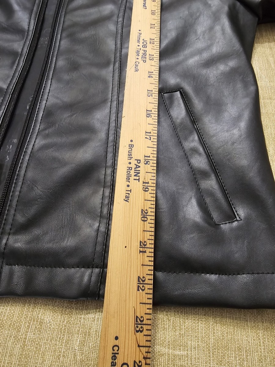 R Rosso Black & Gold Womens Leather Hooded Moto Jacket Size