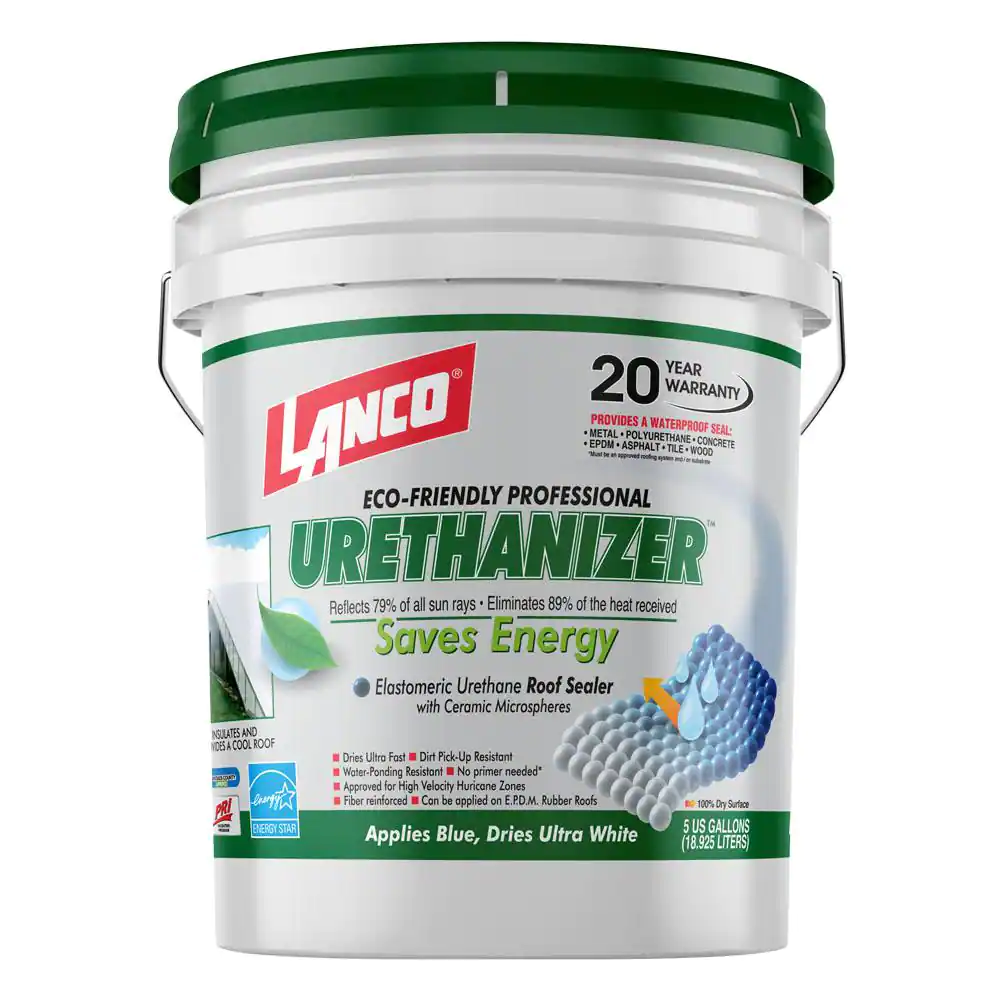 Urethanizer 5 Gal. 100% Acrylic Urethane Elastomeric White Reflective Roof Sealer Urethanizer 5 Gal. 100% Acrylic Urethane Elastomeric White Reflective Roof Sealer