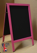 LARGE A-BOARD WITH PINK WOODEN FRAME & PAINTED PANEL CHALKBOARD promotion event