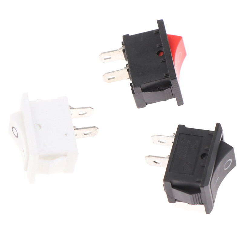 10Pcs 2Pin 21X15mm Rocker Switch 6A/250VAC Power Switch ON-OFF Red Black Whi-a5