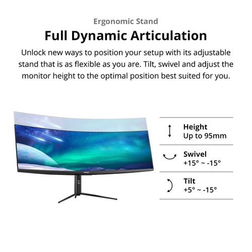PRISM+ X490 49" Super Ultrawide Curved 144Hz 7ms DFHD LED Gaming Monitor - Picture 10 of 12