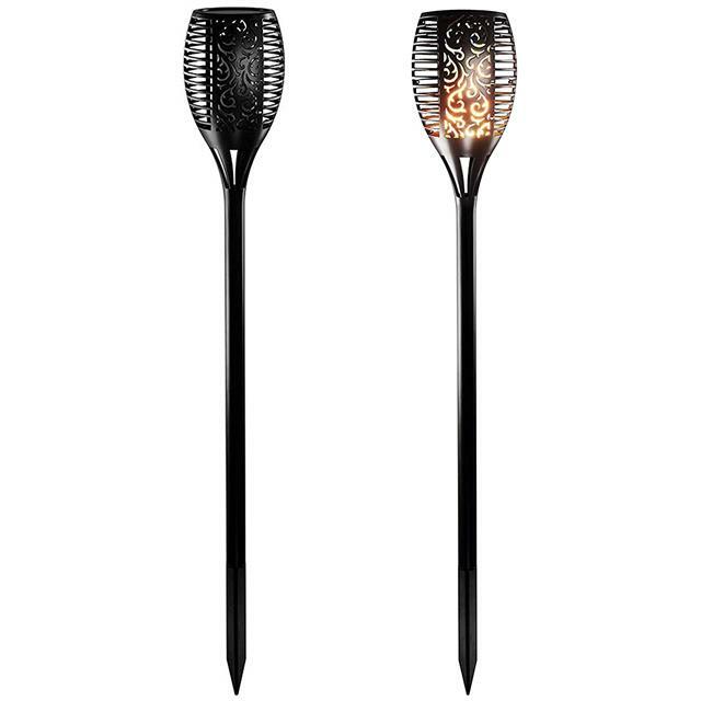 SMART GARDEN SOLAR FLAMING TORCH COOL FLAME TECHNOLOGY OUTDOOR LIGHT TWIN PACK