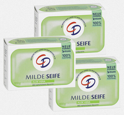   3 x 100 g CD MILDE SEIFE ALOE VERA   FEUCHTIGKEITSSPENDER GLYCERIN   300  