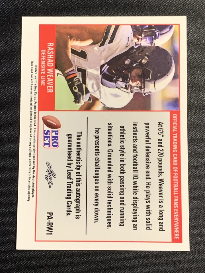 2021 Leaf Pro Set Metal - 1989 White Mojo XRC Rashad Weaver Auto /2 Titans - Image 2 of 3