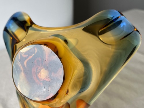 MCM VINTAGE CZECH ART GLASS VASE by Beranek 60's art glass Mstisov /Moser - Picture 6 of 11