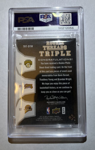2007 SP Rookie Threads Kevin Durant Triple 3 color Patch BRONZE PSA 9 - Picture 2 of 2