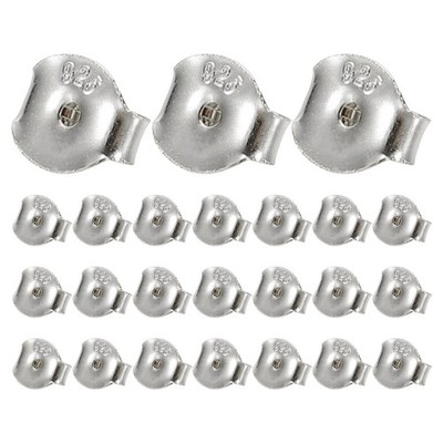 24 Pcs 925 Silver Sterling Earring Backs for Studs, White Gold Tone 0.24x0.19
