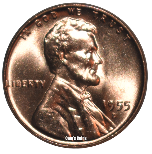 1955 D D/D Lincoln Wheat Cent Doubled Die Obverse Penny Error Red BU DDO RPM