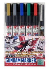 Mr Hobby GSI Creos Marker Set 6 Colors Gold, Silver, Blue, Green, Red, Black ...