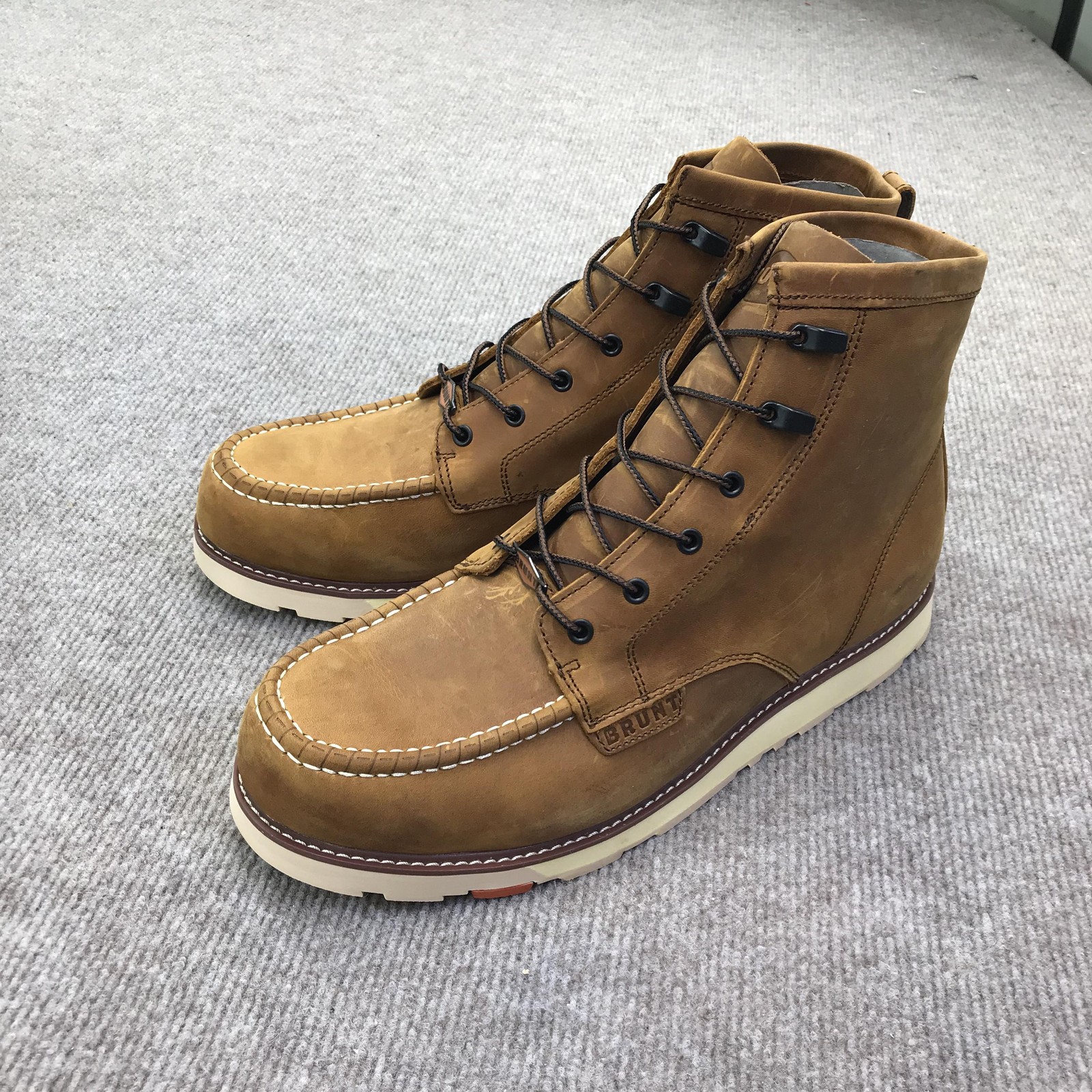 Brunt Marin Unlined Boots Mens Size 15 Brown Leather Lace Up Work Moc Toe