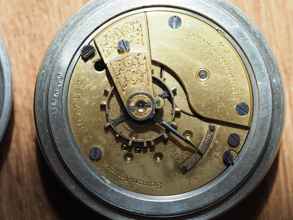 große schwere vintage Elgin Taschenuhr Military Dienstur 7 Steine (3) - Bild 4 von 4