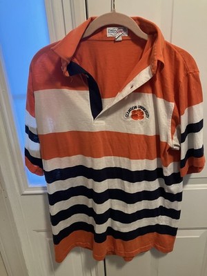 Vintage 1980s? CLEMSON UNIVERSITY TIGERS Striped Polo Shirt CaroSport - M