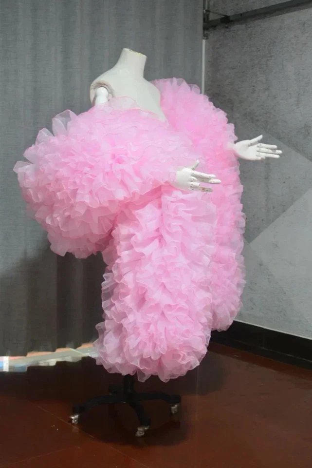 Moda Escenario Baile Fiesta Club Esponjoso Volantes Organza Boas Chal Capa Envolturas Cappa Foto 2 de 4