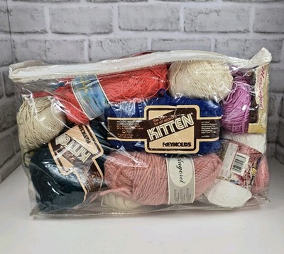 Vtg yarn Mixed lot, Crochet,  Acrylic, Wool, Cotton, Kitten, Fiji Red Heart   