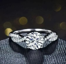 2Ct Round Cut Lab Created Diamond Women's Wedding Ring 14k White Gold Plated